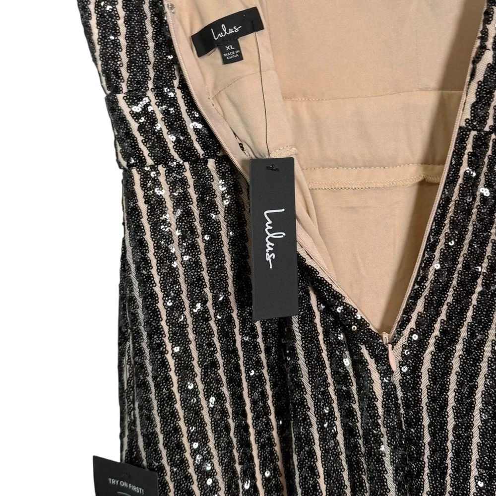 NWT Lulu’s Size XL Unforgettable Elegance Black Sequin Sleeveless Maxi Dress